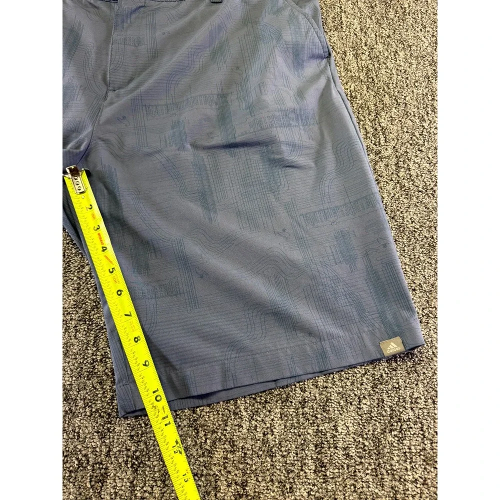 Adidas Chino Shorts Mens 38 Blue Geometric Polyester Performance Golf Pockets